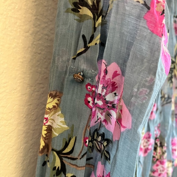 Aratta Silent Journey long sleeve blouse floral embroidered blue size medium - Picture 4 of 8